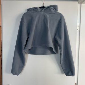 TNA Polar Fleece Hoodie Cropped, Light Blue